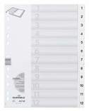Durable 6112 02 Przekładki z tworzywa z nadrukiem indeksy 1-12 tłoczone białe