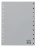 Durable 6511 10 Przekładki z tworzywa z nadrukiem indeksy 1-10 tłoczone szare