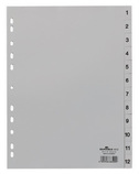 Durable 6512 10 Przekładki z tworzywa z nadrukiem indeksy 1-12 tłoczone szare