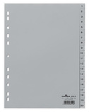 Durable 6522 10 Przekładki z tworzywa z nadrukiem indeksy 1-20 tłoczone szare