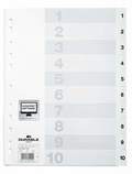 Durable 6162 02 Przekładki z tworzywa z nadrukiem indeksy 1-10 tłoczone białe