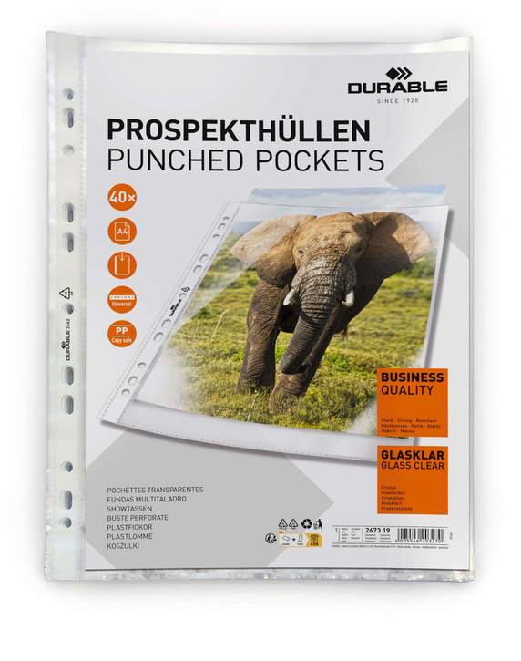 Durable 2673 19 Kieszeń krystaliczna premium 60μ na dokumenty A4 40 szt.