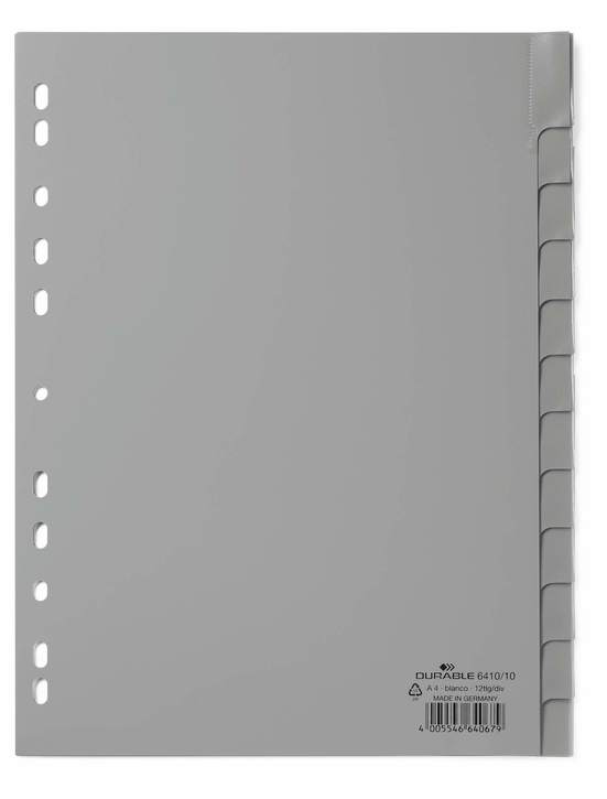 Durable 6410 10 Przekładki PP A4 z wymiennymi indeksami 12 szt. szare