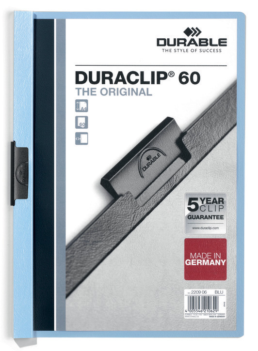Durable 2209 06 Skoroszyt zaciskowy DURACLIP do 60 kartek kolor jasnoniebieski