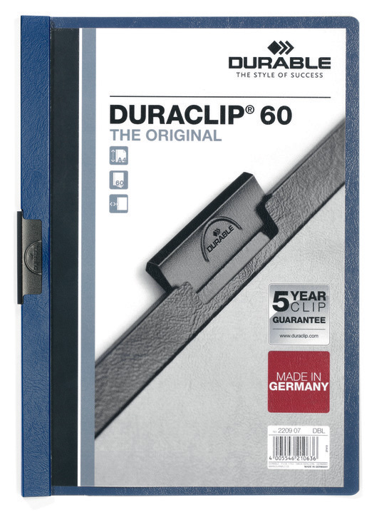 Durable 2209 07 Skoroszyt zaciskowy DURACLIP do 60 kartek kolor niebieski