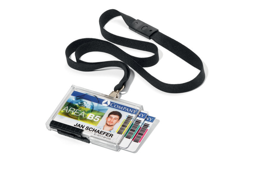Durable 8925 01 Etui 54x85mm na trzy karty identyfikacyjne na smyczy op 10 szt