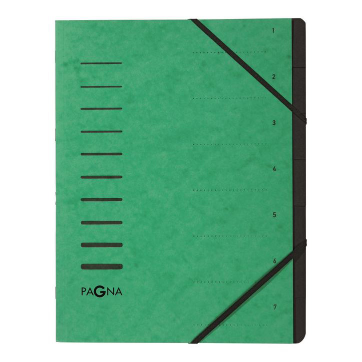 Pagna 40058 03 Teczka segregująca 7 częściowa, preszpanowa zielona