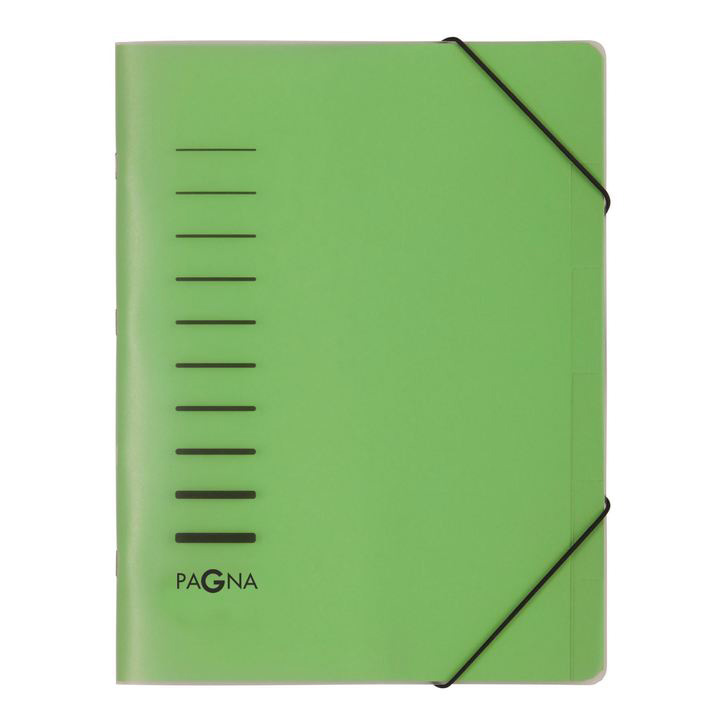Pagna 40056 03 Teczka segregująca 6 częściowa, plastikowa z gumką, zielona