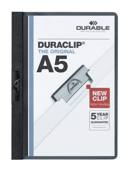 Durable 2217 01 Skoroszyt zaciskowy DURACLIP A5 do 30 kartek format A5 czarny