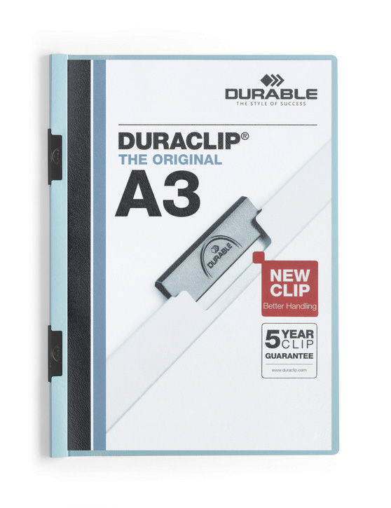 Durable 2218 06 Skoroszyt zaciskowy DURACLIP do 60 kartek format A3 niebieski