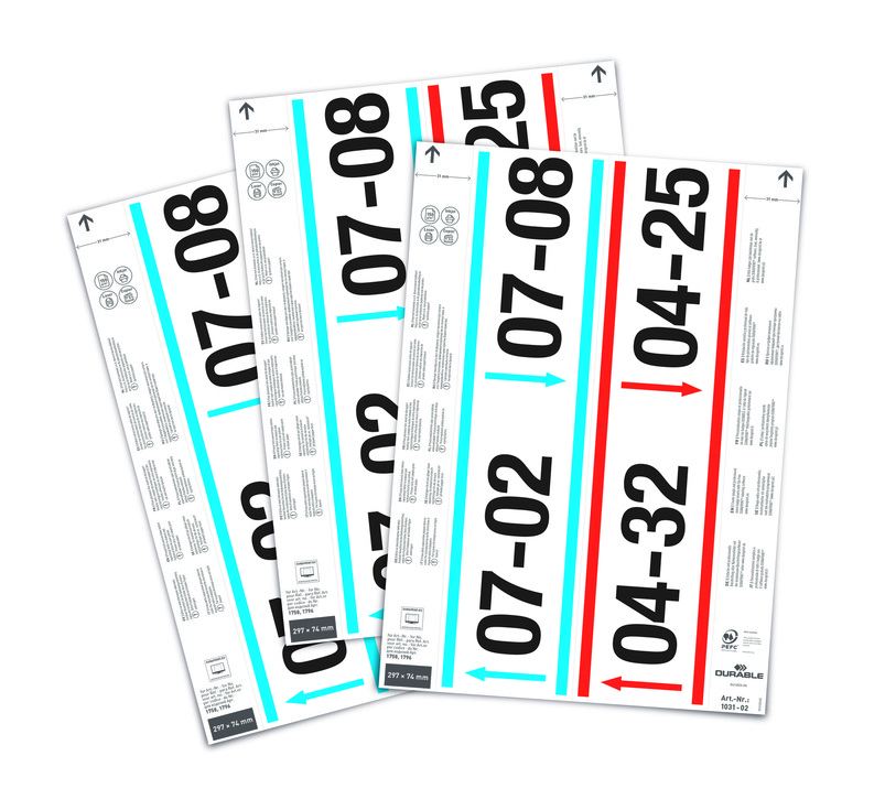 Durable 1031 02 Wkłady do kieszeni magazynowych 297 x 74mm 20 arkuszy w opakowaniu