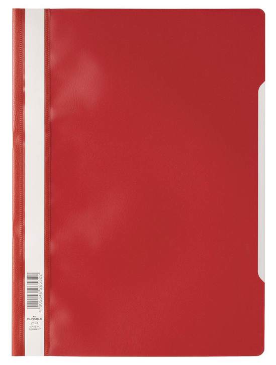 Durable 2523 03 Skoroszyt A4 z przezroczystą okładką popularny czerwony 100 szt.