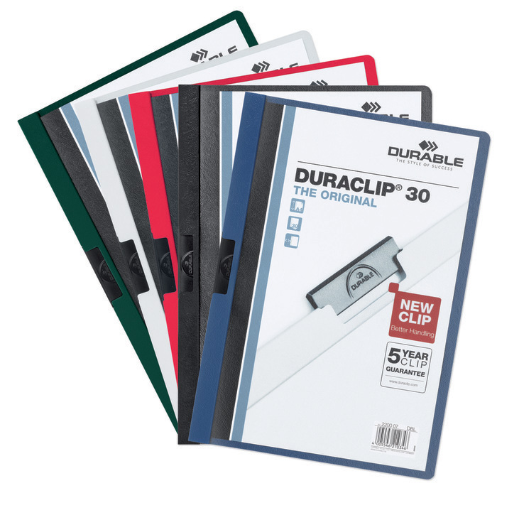 Durable 2227 00 Skoroszyt zaciskowy DURACLIP do 30 kartek mix kolorów 5 szt.