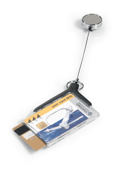 Durable 8308 58 Podwójny CARD HOLDER DELUXE z mechanizmem sciągającym 10 szt
