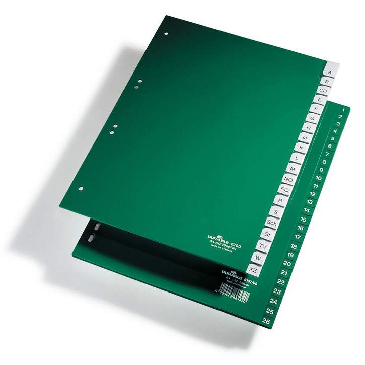 Durable 6410 05 Przekładki PP A4 z wymiennymi indeksami 12 szt. zielone