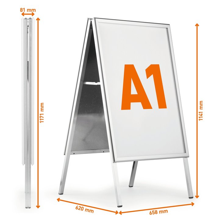 Potykacz na chodnik aluminiowy A1 składany Durable 5066 23 srebrny OUTDOOR