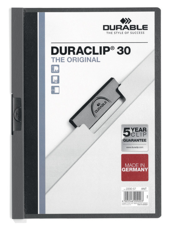 Durable 2200 57 Skoroszyt zaciskowy DURACLIP do 30 kartek grafitowy 