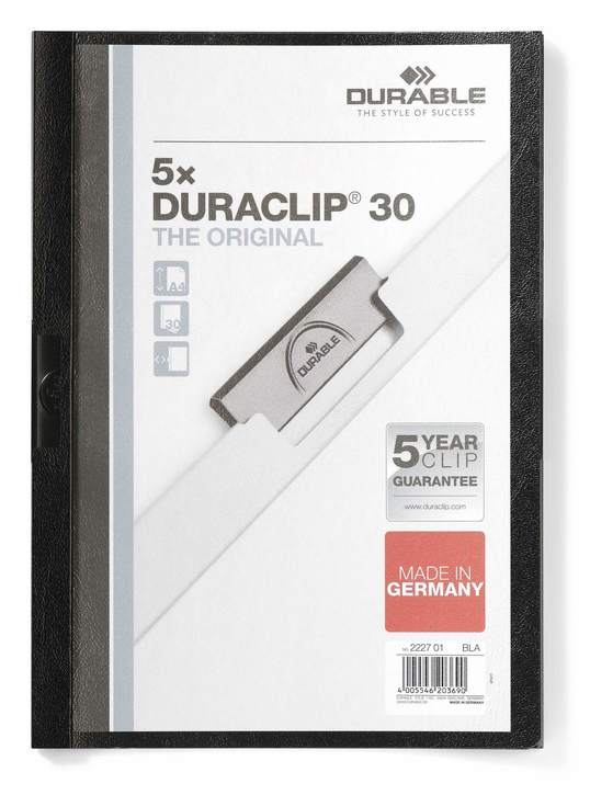 Durable 2227 01 Skoroszyt zaciskowy DURACLIP do 30 kartek czarny 5 szt.