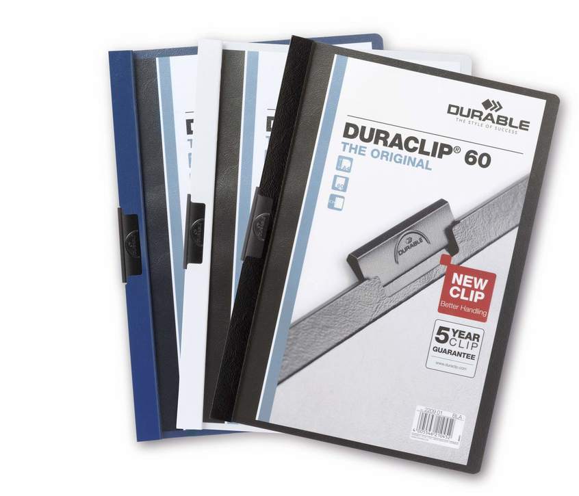 Durable 2238 01 Skoroszyty zaciskowe Duraclip do 60 kartek czarny 5 szt.