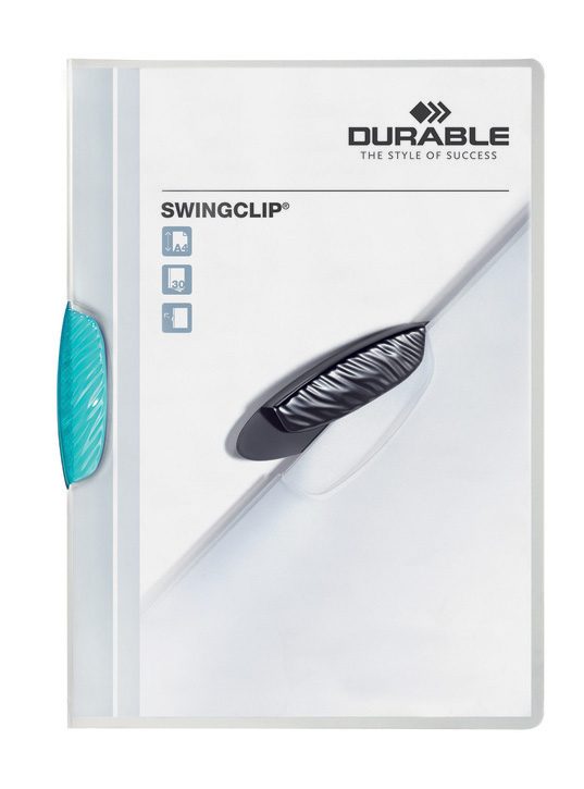 Durable 2260 14 Skoroszyt zaciskowy z klipsem odchylanym SWINGCLIP 30 błękitny
