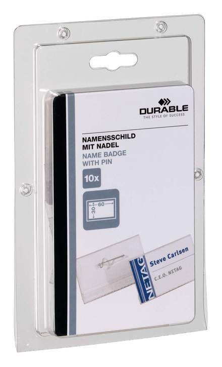 Durable 8606 19 Identyfikatory 30x60mm 10 szt. w opakowaniu zapinany na agrafkę