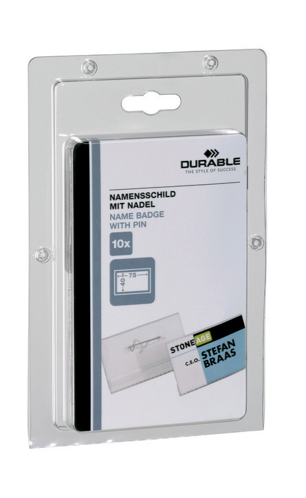 Durable 8608 19 Identyfikatory 40x75mm 10 szt. w opakowaniu zapinane na agrafkę