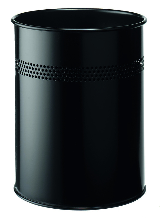 Durable 3300 01 Kosz na śmiecie metalowy pojemność 15 litrów perf.30mm czarny