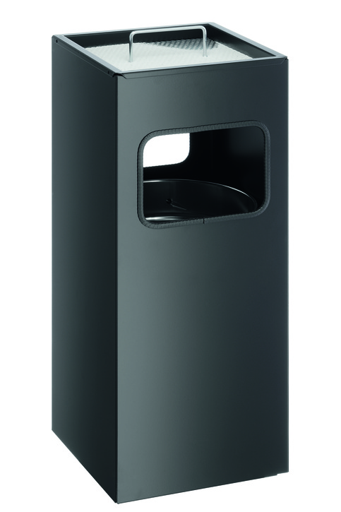 Durable 3331 01 Kosz na śmiecie kwadratowy metalowy z popielnicą 17+2 l. czarny