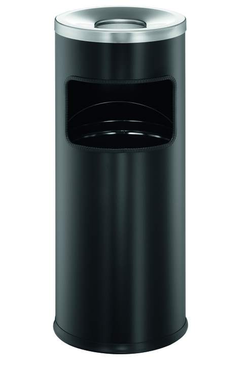  Durable 3332 01 Kosz na śmiecie SAFE, metalowy z popielnicą 17+2 l. czarny