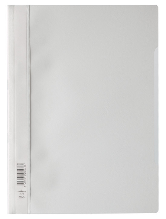 Durable 2593 02 Skoroszyt plastikowy A4 z przezroczystą okładką groszkową biały 10 szt.
