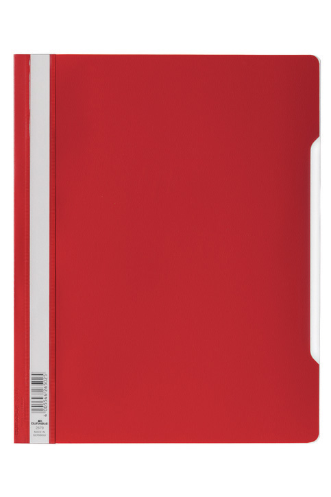 Durable 2570 03 Skoroszyt sztywny A4 krystaliczna przednia okładka spód czerwony 100 szt.
