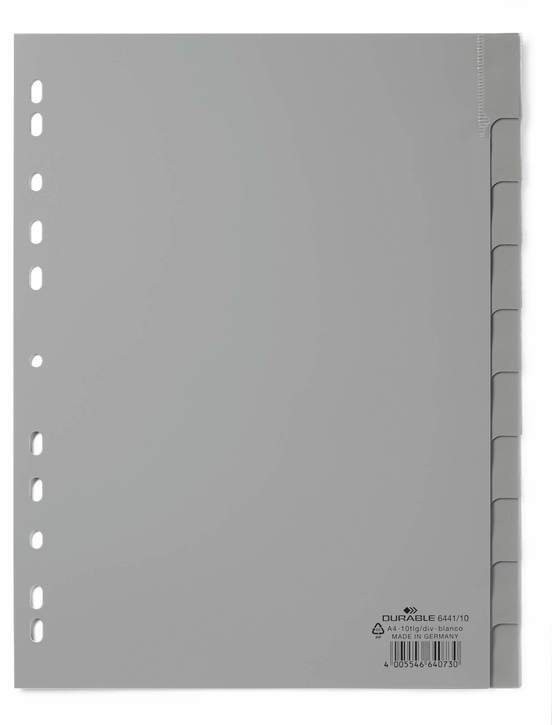 Durable 644110 Przekładki PP A4 szare z wymiennymi indeksami 10 szt.