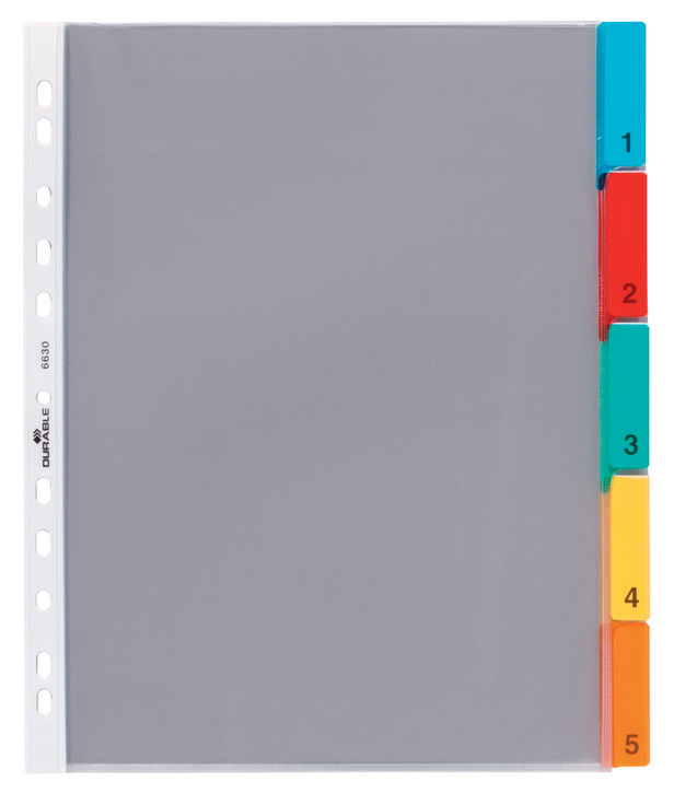Durable 6630 Przekładki-kieszenie kpl. 5 indeksy wsuwane kolorowe