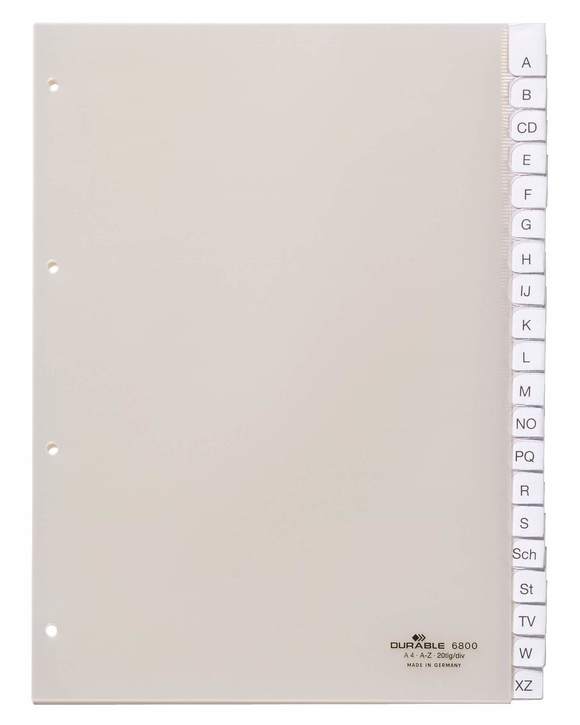Durable 6800 19 Przekładki z tworzywa indeksy z nadrukiem A-Z przezroczyste