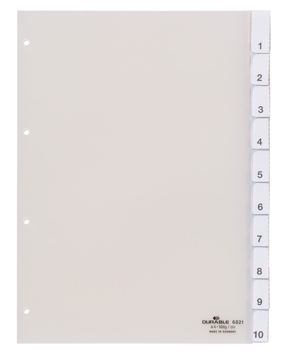Durable 6821 19 Przekładki PP A4 przezroczyste z wymiennymi indeksami 10 szt.