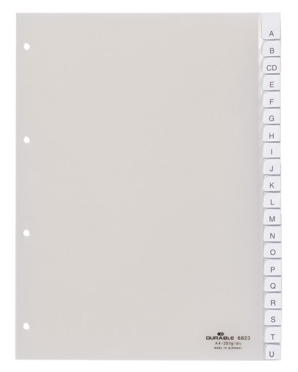 Durable 6823 19 Przekładki PP A4 przezroczyste z wymiennymi indeksami 20 szt.