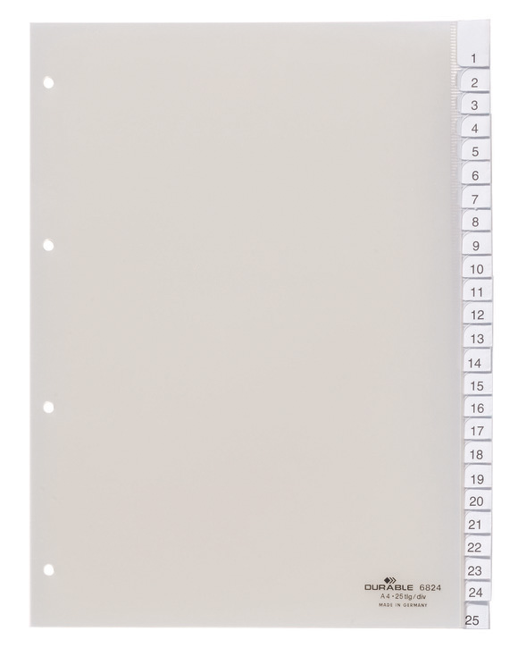 Durable 6824 19 Przekładki PP A4 przezroczyste z wymiennymi indeksami 25 szt.