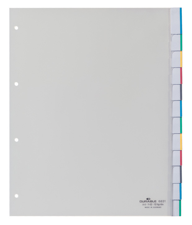 Durable 6831 19 Przekładki PP A4+ XL przezroczyste i wymienne indeksy 12 szt.