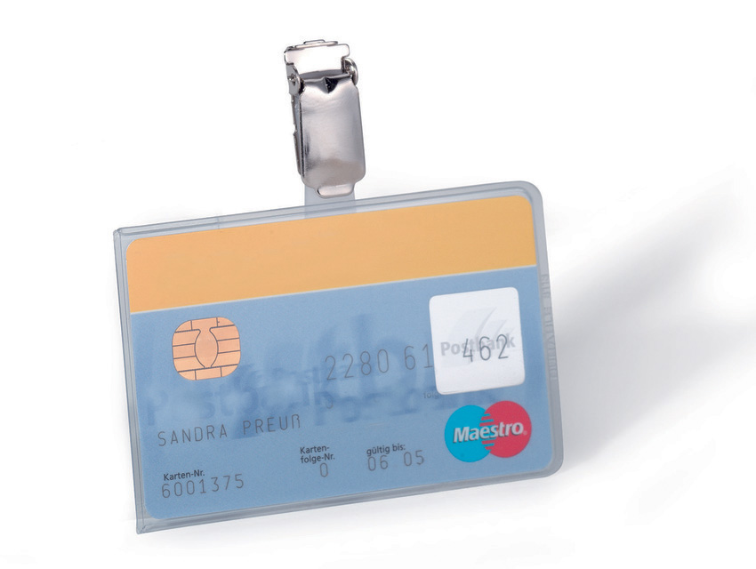 Durable 8113 19 Etui na 1 kartę magnetyczną poziomy, z kombi klipem 25szt