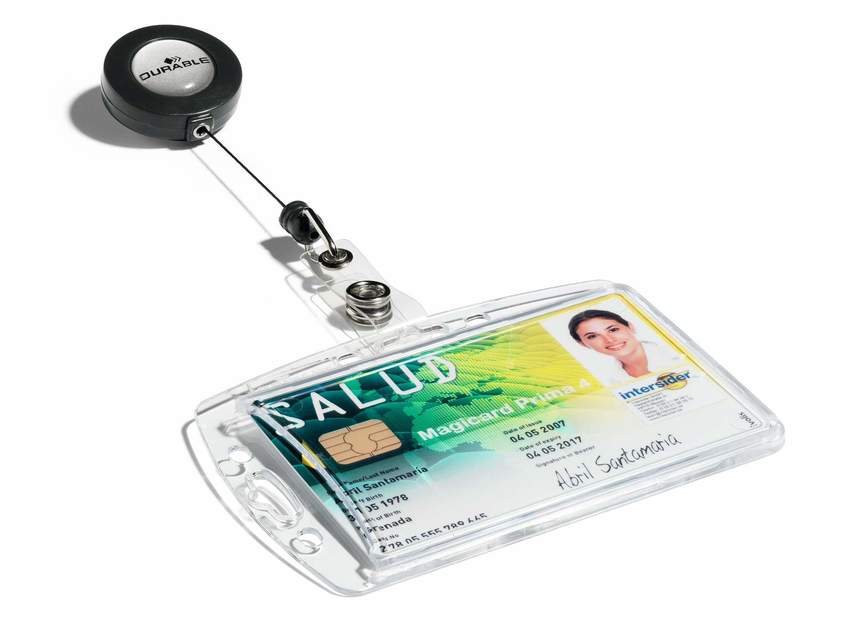 Durable 8012 19 Pojedyńcze etui z akrylu do kart magnetycznych ze zwijaczem 10 szt