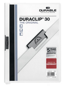 Durable 2200 02 Skoroszyt zaciskowy DURACLIP do 30 kartek biały