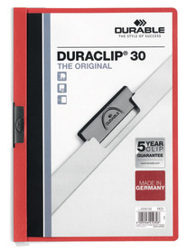 Durable 2200 03 Skoroszyt zaciskowy DURACLIP do 30 kartek czerwony
