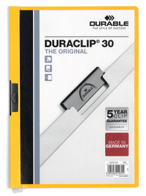 Durable 2200 04 Skoroszyt zaciskowy DURACLIP do 30 kartek żółty