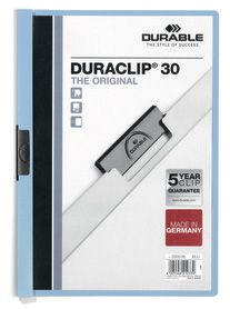 Durable 2200 06 Skoroszyt zaciskowy DURACLIP do 30 kartek jasno-niebieski