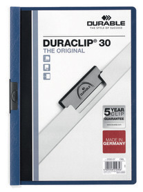 Durable 2200-07 Skoroszyt zaciskowy DURACLIP do 30 kartek granatowy
