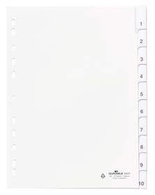 Durable 6441 02 Przekładki PP A4 białe z wymiennymi indeksami 10 szt.