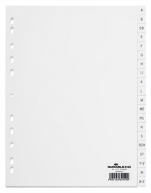 Durable 6168 02 Przekładki z tworzywa PP A4 nadruk A-Z kolor biały
