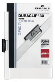 Durable 2213 02 Skoroszyt zaciskowy DURACLIP PLUS do 30 kartek biały 