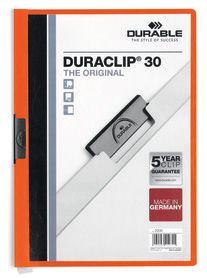 Durable 2200 09 Skoroszyt zaciskowy DURACLIP do 30 kartek pomarańczowy