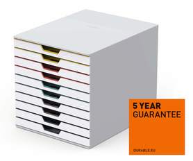 Durable 7630 27 VARICOLOR MIX 10 pojemnik z 10 szufladkami biały